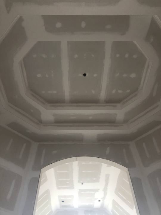 Coffered ceiling, taped, Patriot Drywall & Plastering project