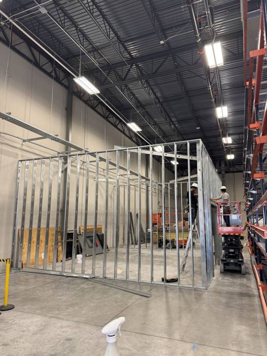 Steel stud framing in a commercial build, Patriot Drywall & Plastering project
