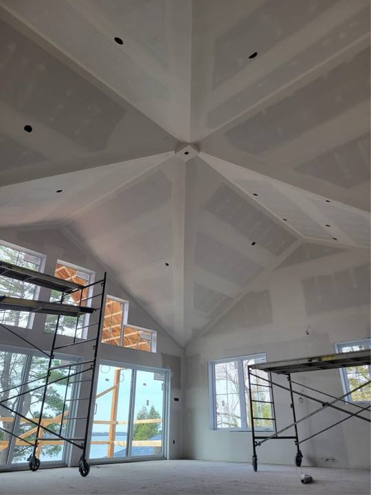 Vaulted ceiling hang, Patriot Drywall & Plastering project