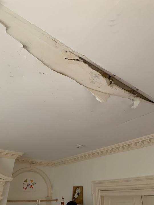 Water-damaged plaster (before), Patriot Drywall & Plastering project